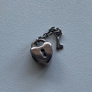Pandora Heart Lock and Key Charm - Silver Tone